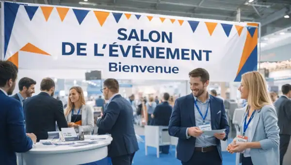 Banderole événementielle pour salon professionnel et stand d’exposition