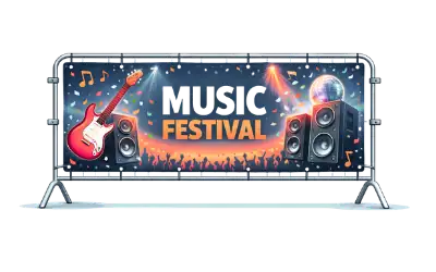 Banderole adaptée aux barrières Vauban pour événements