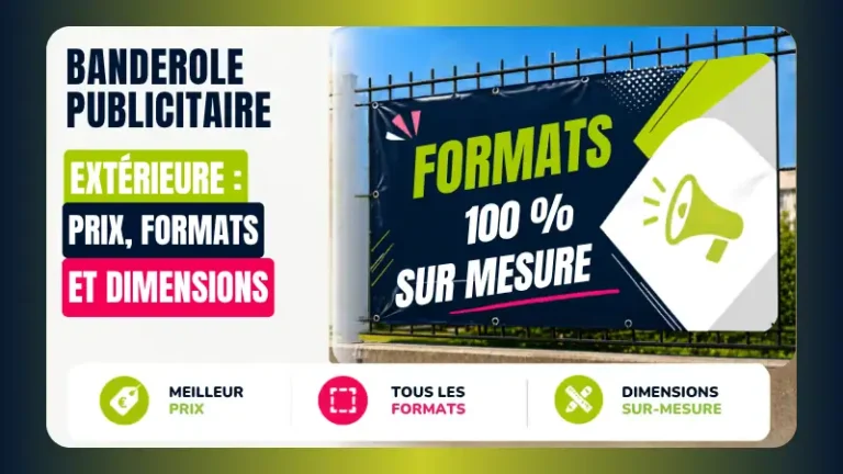 Banderole publicitaire extérieur grand format avec différents formats et dimensions pour une visibilité professionnelle