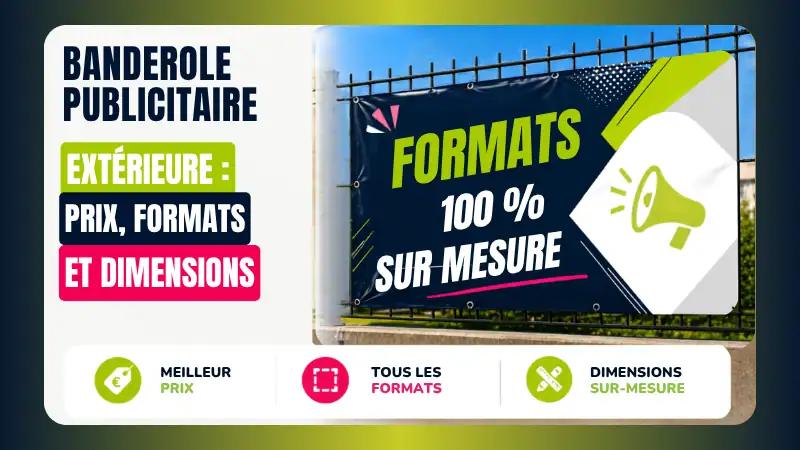 Banderole publicitaire extérieur grand format avec différents formats et dimensions pour une visibilité professionnelle