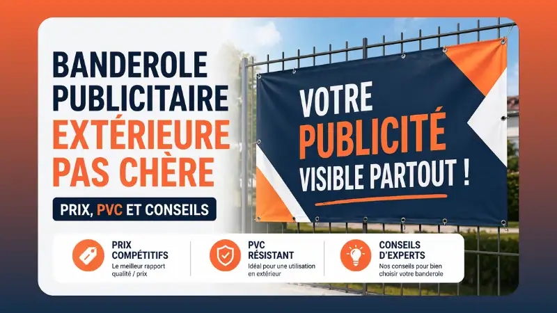 Banderole publicitaire extérieure pas chère en PVC affichée sur grillage avec message visible pour entreprise