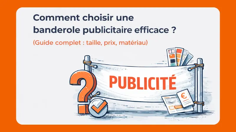 illustration guide pour choisir une banderole publicitaire efficace avec conseils sur taille prix et matériau