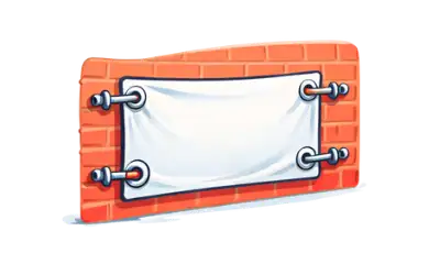 Fixation murale pour banderole avec vis et chevilles