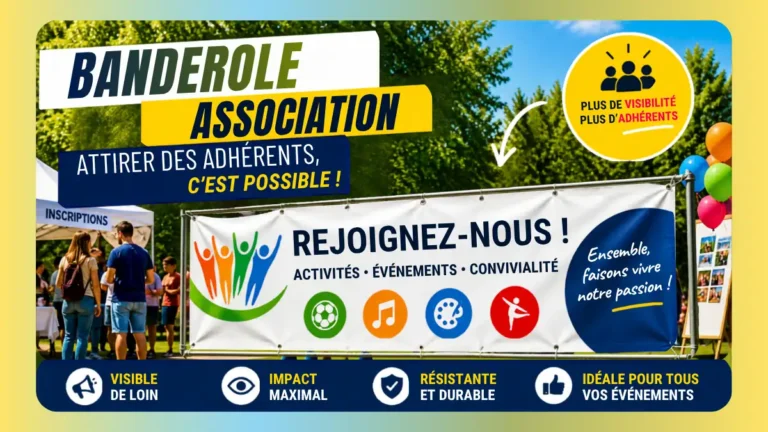 Banderole association installée lors d’un forum pour attirer des adhérents et améliorer la visibilité d’une association
