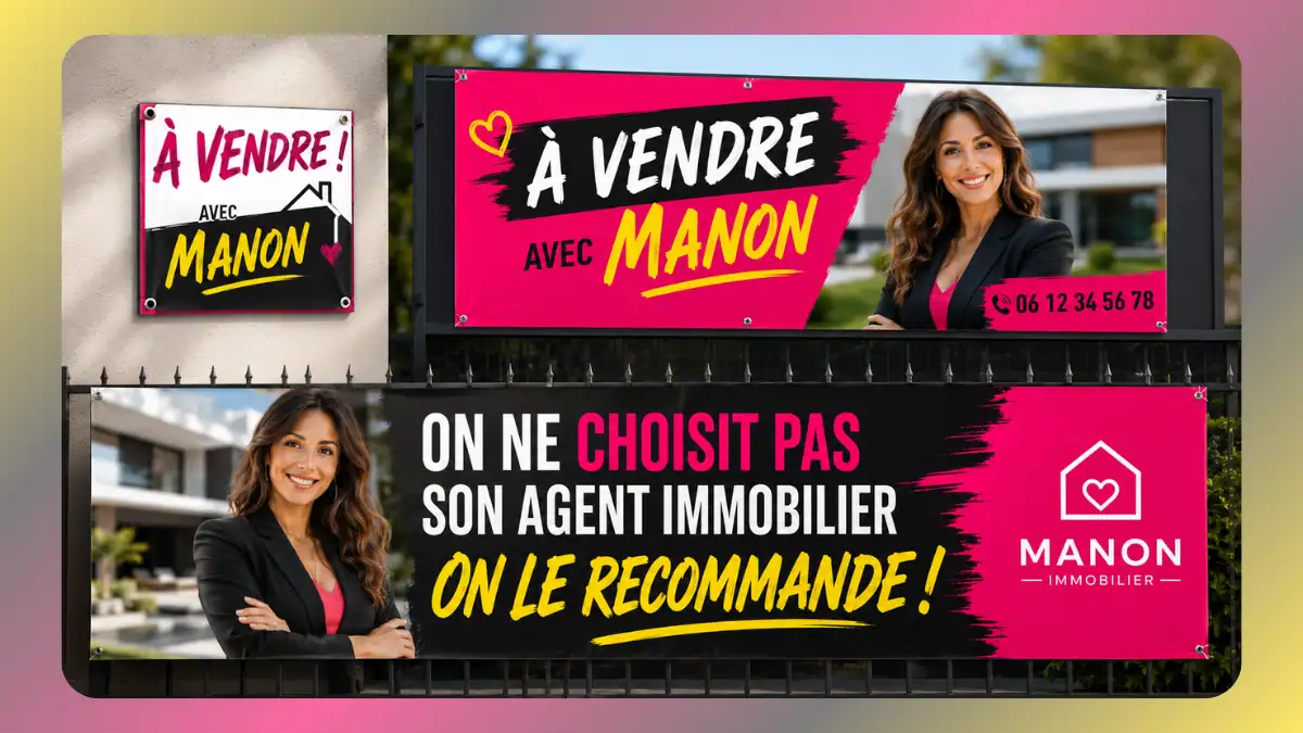 Banderole immobilière moderne pour agence et mandataire immobilier avec design impactant et visibilité maximale