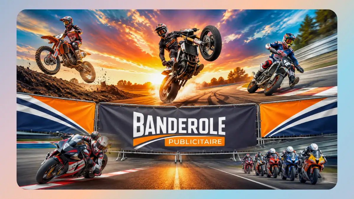 Banderole moto grand format pour circuit, motocross, stunt et compétition moto
