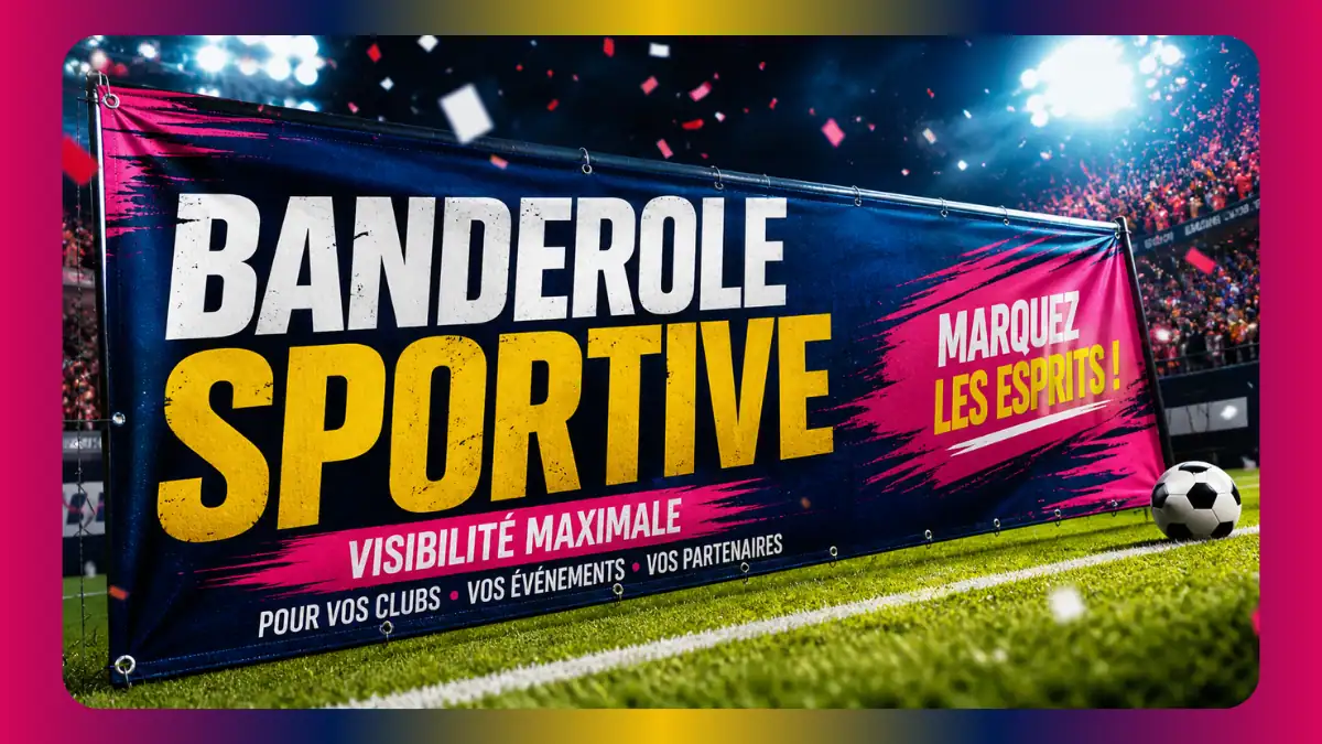 Banderole sportive personnalisée pour club de football installée sur un grillage