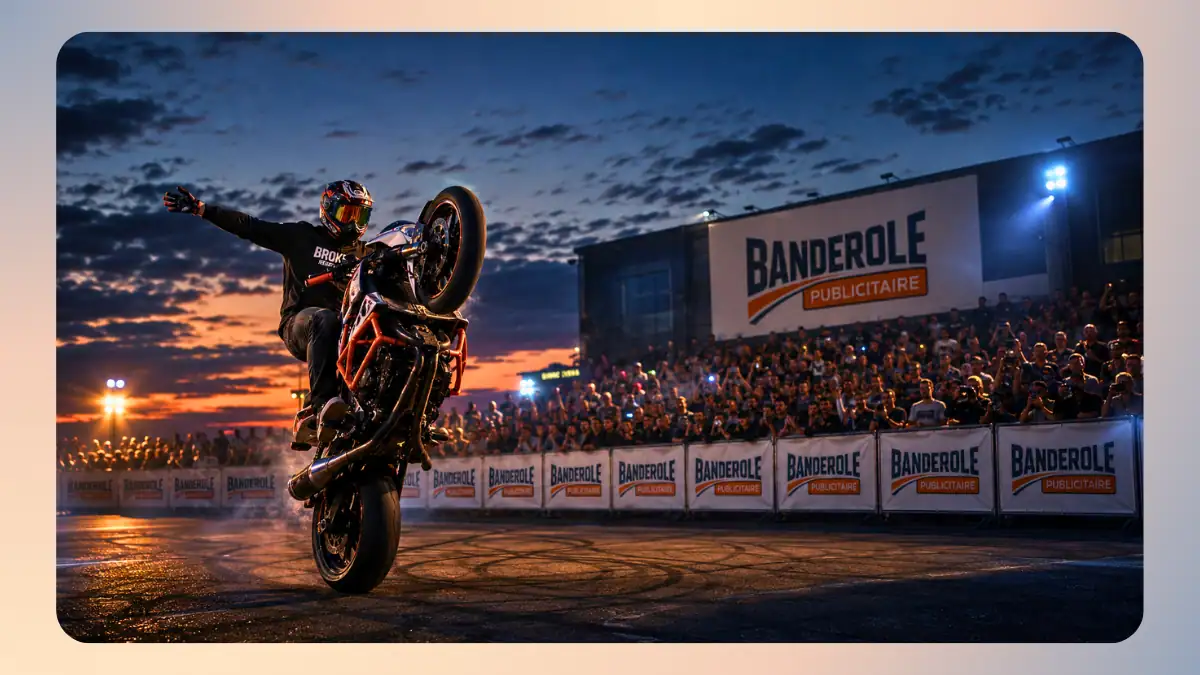 Banderole stunt et trial moto pour spectacle freestyle